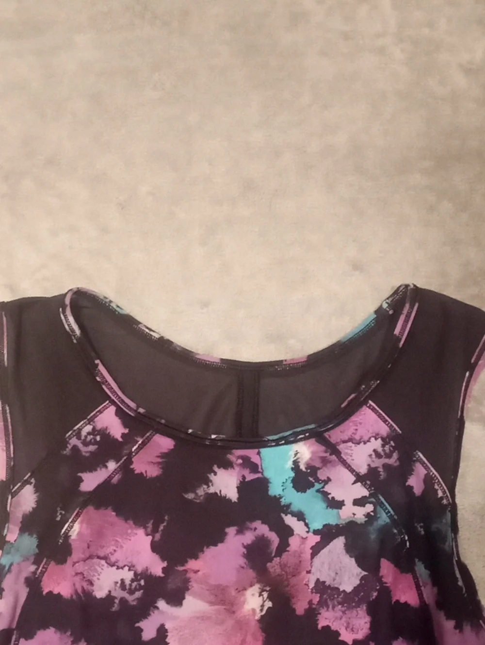 Lululemon Floral Watercolor Sleeveless Top - Purple/Black Size 12